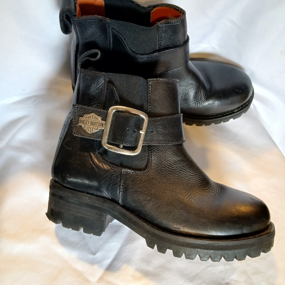 Womens Size 8 Black Leather Harley Davidson Boots